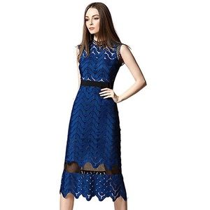 Blue Guipere Lace Dress